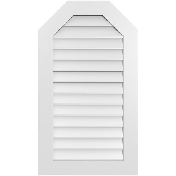 Ekena Millwork Octagonal Top Surface Mount PVC Gable Vent w/ 3-1/2"W x 1"P Standard Frame, 24"W x 42"H GVPOT24X4201SN - main